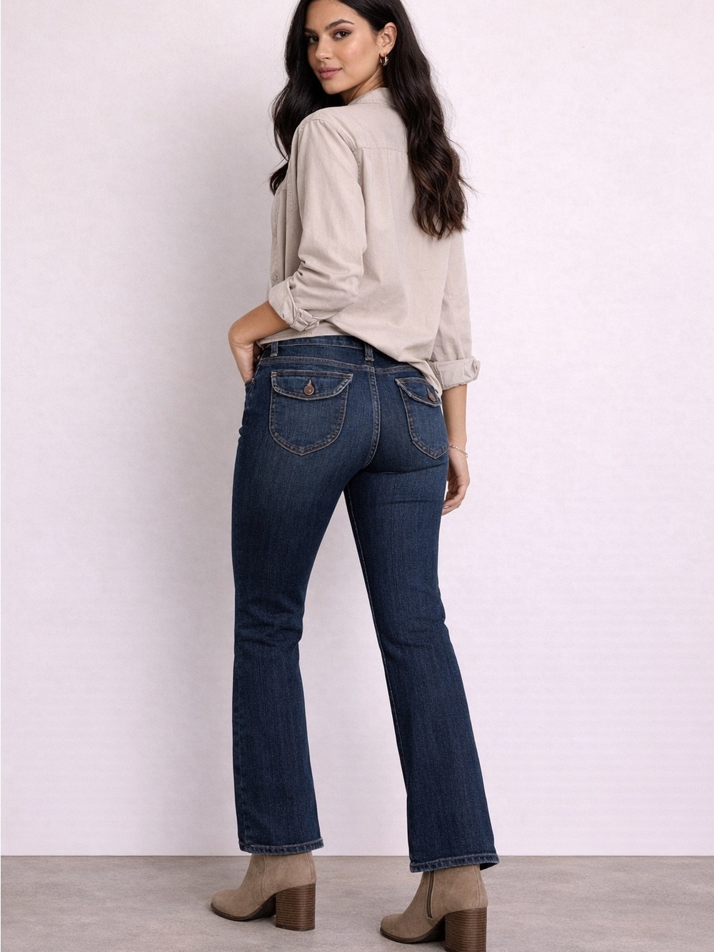 Riders by Lee Dark Wash Bootcut Jeans Comfort No Gap Waistband Size 32